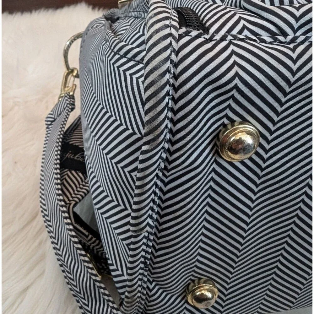 Jujube BFF Chromatics Black and White Chevron Diaper Breast Pump Bag Backpack